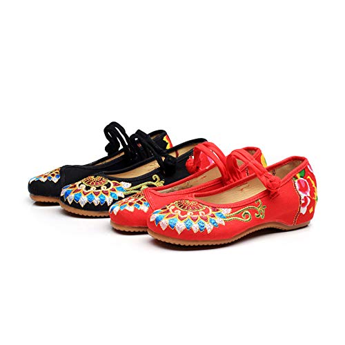 Women's Chinese Style Embroidered Flats Comfortable Slip on Shoes Mary Jane Shoes4