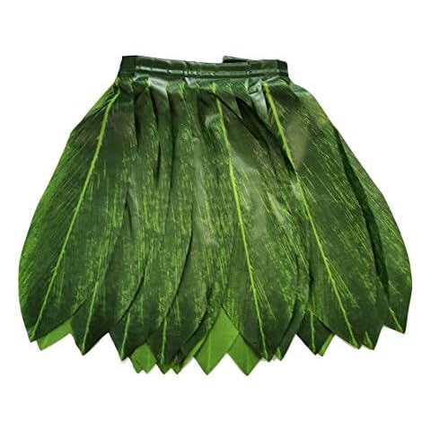 LITTLE FEATHER Hawaiian Ti Leaf Hula Green Skirt Luau Party Accessory (Adult) Cover