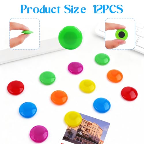 Pack de 12 imanes redondos para refrigerador coloridos miniatura 3