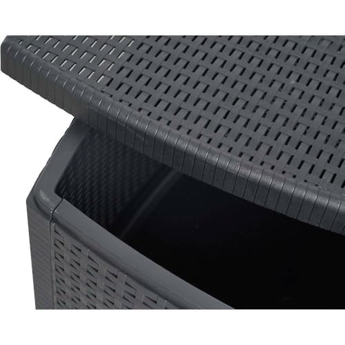 Table basse d'extérieur Faenza anthracite Dmora avec rangement en rotin