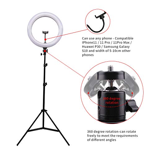 مصباح حلقي متوفر بـ 3 الوان ويدعم 3 اوضاع الوان و8 اوضاع سطوع مقاس 10 بوصة بحامل ثلاثي القوائم يعمل بمنفذ USB كما يصلح لحمل الموبايل، مناسب لالتقاط السيلفي والبث المباشر ووضع المكياج