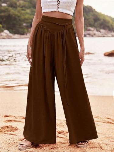 Image of KOTTY Womens Solid Lightweight Duqqa Brown Pant