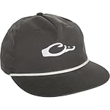 Drake Waterfowl Men's Logo Rope Cap - Flat Visor Low Profile Adjustable Snap Back Closure Cap, Charcoal-White