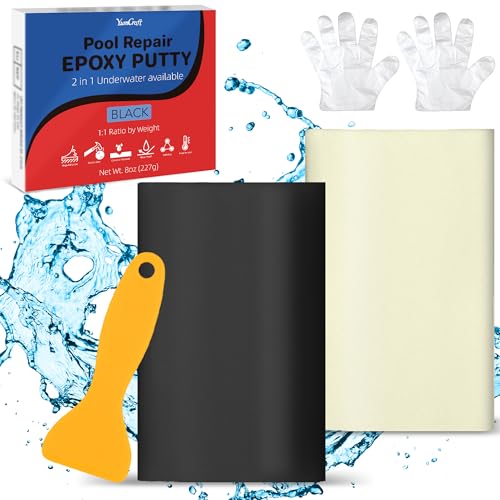 Epoxy Putty - 8oz/227g Pool Putty, Waterproof Epoxy Putty for Under/Above Water, Fast Repair Sculpt Clay - Fixes Cracks, Stops Leaks & Fills Holes for Wood, Metal, Tile, Concrete, Ceramic (Black)