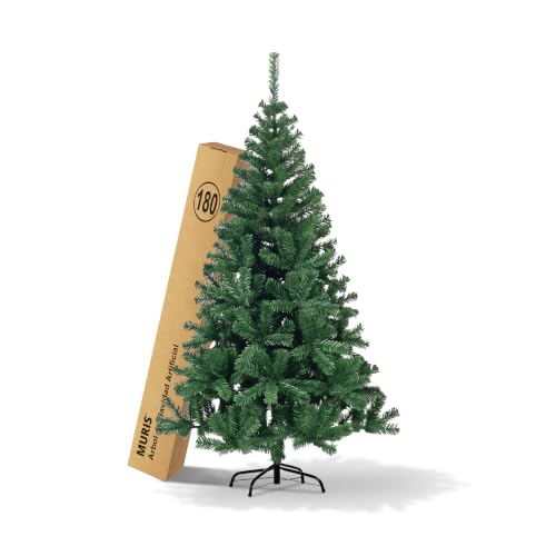 TIBBERS Árbol de Navidad Artificial 180 cm, Estructura Desmontable, Ramas Abatibles, Soporte Metálico Plegable, TBS038