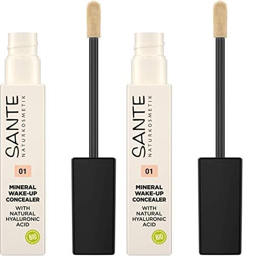 Sante Naturkosmetik Mineral Wake up Concealer 01 Neutral Ivory, Deckt Schatten und Makel ab, Zum Contouring geeignet, Vegan, 8 ml (Packung mit 2)