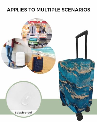 Travel Luggage Cover Spandex Elastic Suitcase Cover for Luggage, Scratch Proof Luggage Cover Protector for Trunk Case 19-21 Inch Luggage, Abstract Watercolor Marble Pattern Blue4