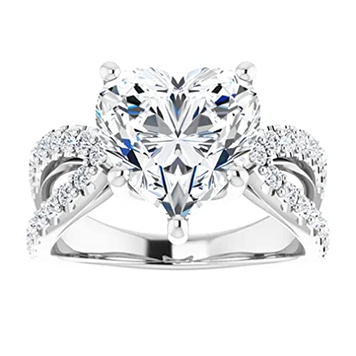 JEWELERYIUM 5 CT Heart Cut Colorless Moissanite Engagement Ring, Wedding/Bridal Ring Set, Solitaire Halo Style, Solid Sterling Silver Vintage Antique Anniversary Promise Ring Gift for Her2