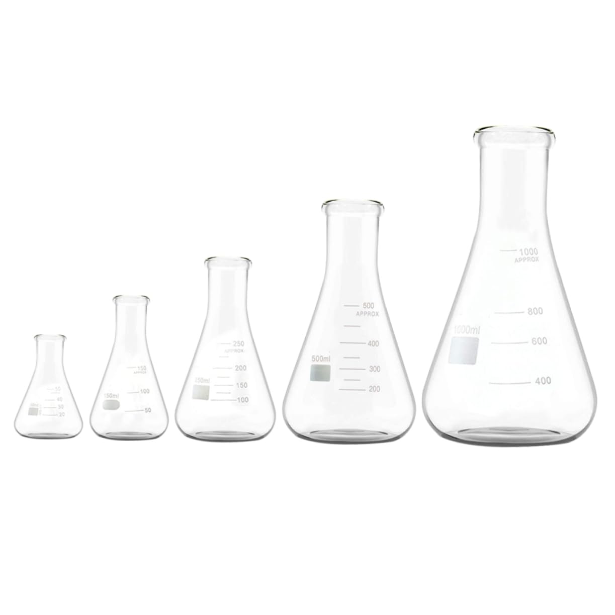 5pcs Conical Flasks High Borosilicate Erlenmeyer Flask Standard Capacity for Chemistry Experiment