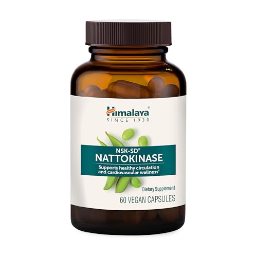 Himalaya NSK-SD Nattokinase Dietary Supplement for Healthy Circulation Vegan Gluten Free Natto Extract 100 mg 60 Capsules