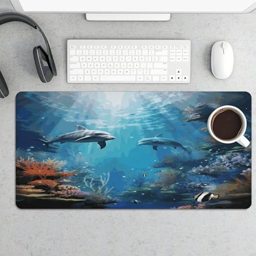 Blue Ocean Underwater Fish Mouse Pad grande antideslizante miniatura 5