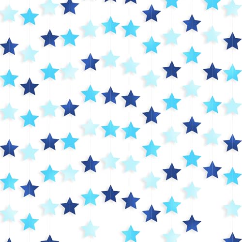 Image of Patelai Glitter Star Garland Banner 2026 Graduation Decor 130 Feet Star Hanging Banner Twinkle Backdrop for Party Birthday Classroom Wedding Supplies(Ocean Blue)