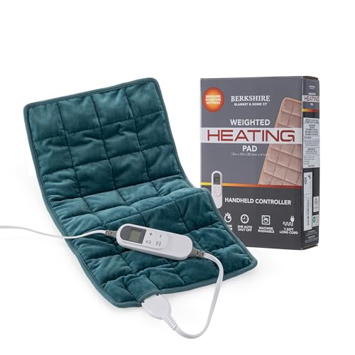 Image of Berkshire Blanket Weighted Heating Pad - 12 inchx24 inch Electric Heat Wrap with 10 Heat Settings & Auto Shut Off - Soothing Heat Wrap for Back, Neck, Shoulders, Legs, Abdomen - Machine Washable & Portable