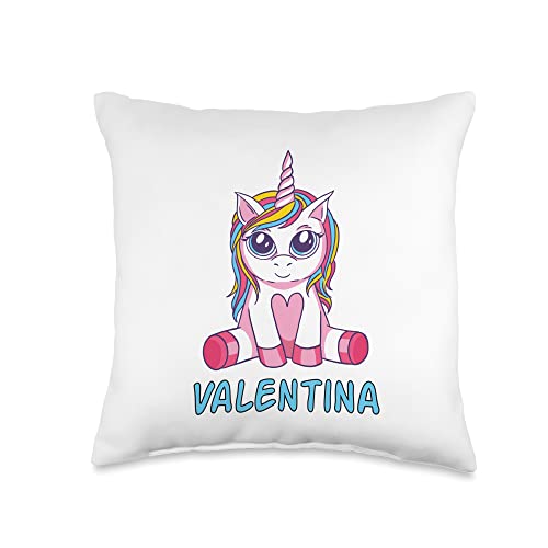 Valentina Name Unicorn Baby Sitting unicorn baby sits cute Throw Pillow