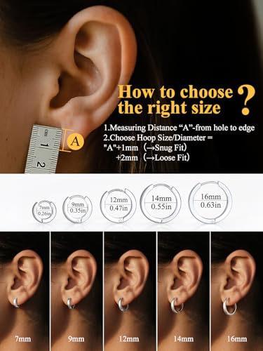 U7 Small Hoop Earrings for Women Men Stainless Steel/Black/Gold Huggie Hoop Earrings Hypoallergenic Lightweight 7/8/9/10/12/14/16mm4