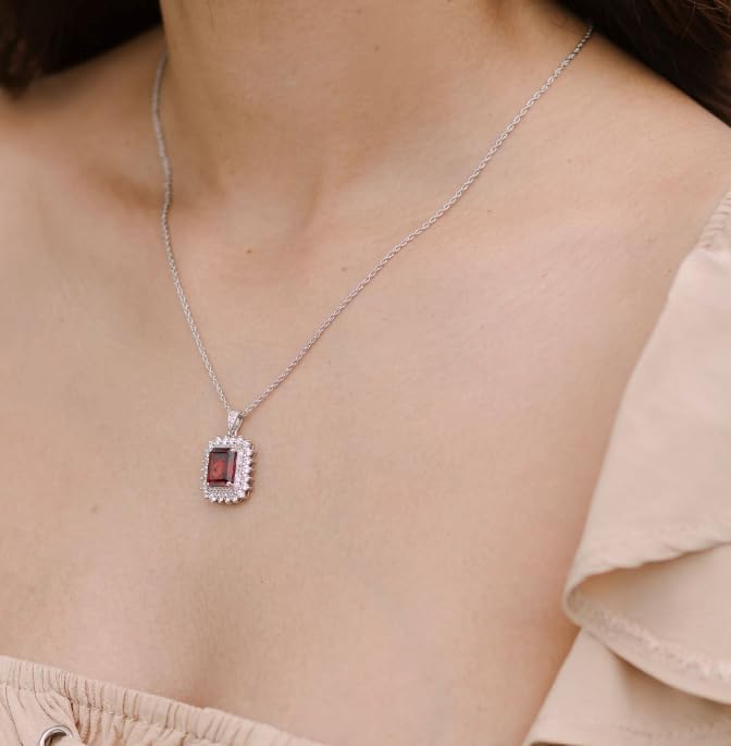 Pendant Necklace for Womens 925 Sterling Silver Emerald Cut Necklace 2.7 Carat Bling Shiny Pendant Birthstone Jewelry Fine Elegant Pendant Necklace Gift for Wedding Party - Image 5