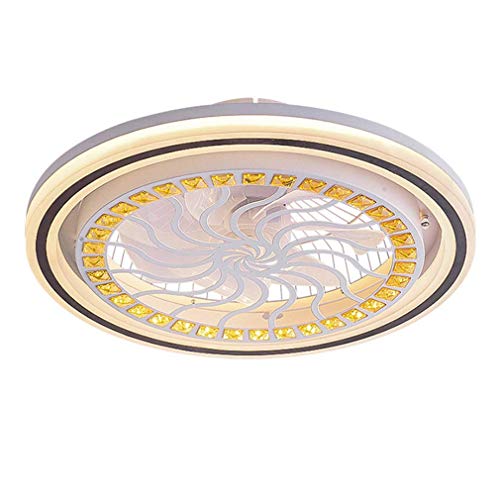 Deckenventilator mit Beleuchtung, 3-fach verstellbar, Timing-Funktion, dimmbare LED-Deckenleuchte aus Kristallacryl, unsichtbare stille Schlafzimmer-Ventilatorleuchte im Schlafzimmer, C Cover