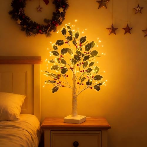 23.5'' Faux Tree W/Berry Branches LED Christmas Lights Indoor with Timer - image 1