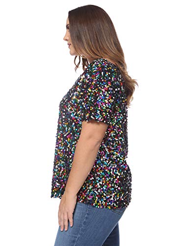 Anna-Kaci Women's Plus Size Sequin Sexy One Shoulder Short Sleeve Party Club Top3