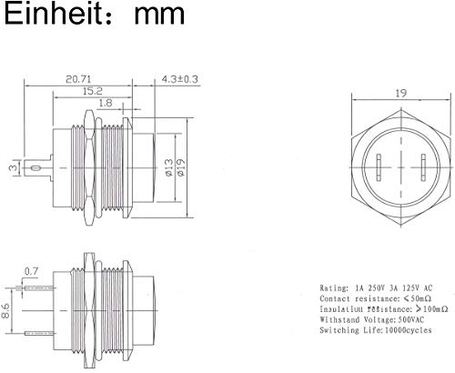 VISSQH 25pcs interruttore a pulsante rotondo， SPST...