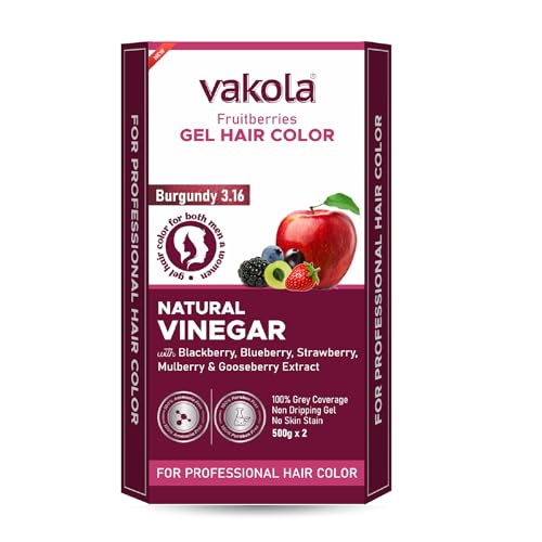 Image of Burgundy 20 Minutes Gel Hair Color, Fruitberries Extracted - 100% Grey Coverage, No Skin Stain- 500ML Developer and 500ML Colorant, Pack of 1