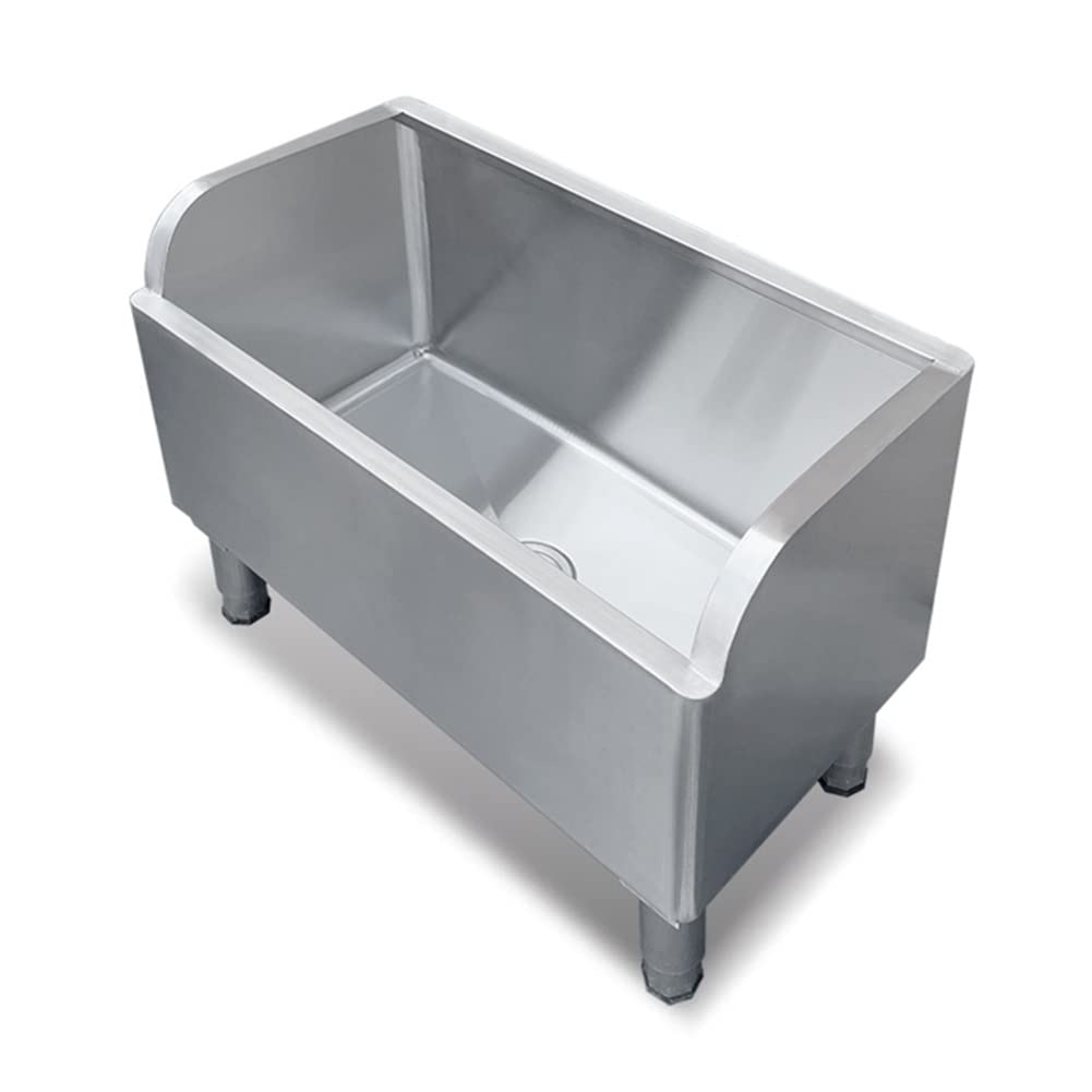 ASerZenith Stainless Steel Floor Mount Mop Sink/Basin With Sink Drainage/Strainer - For Commercial Kitchen, Restaurant, Garages, Basements(Silver-100X41X55Cm)