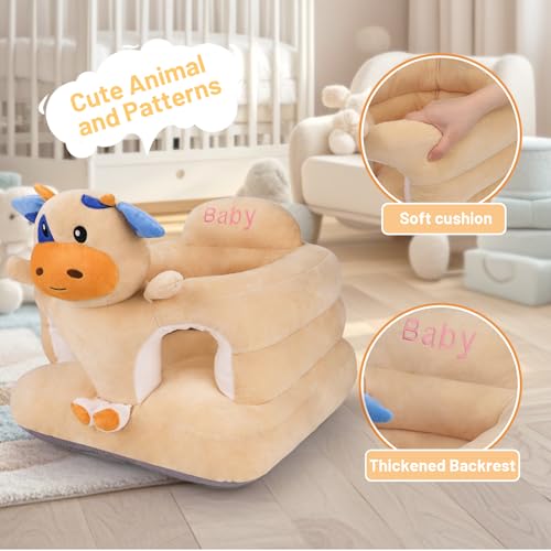 Image of KAKIBLIN Baby Sit Up Chair Support Sofa,Sit Me Up Floor Seat for Baby,Soft Plush Cartoon Animals Learning to Sitting Chair Seats for 3-24 Month Girls and Boys,PP Cotton Full Filling