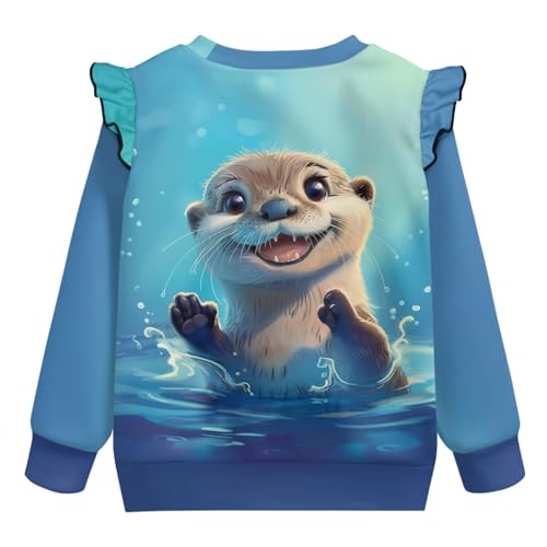 Toddler Girls Sweatshirt Size 1-8 Ruffle Long Sleeve Sweatshirt Soft Comfy Blouse Baby Girl Crewneck T-Shirts2