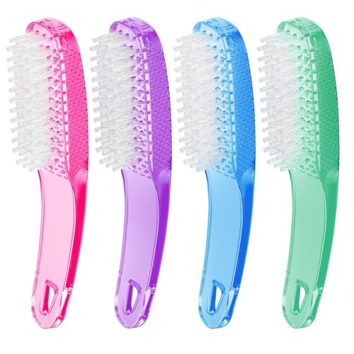 Larbois Nail Brush for Cleaning Fingernails, 4Pack Handle Grip Nail Brushes Fingernail Brush for Cleaning Nail Scrub Brush for Toes and Nails Women Men (Color3)