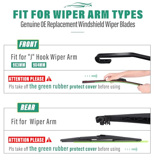 Image of 26 inch 20 inch 11 inch Windshield Wiper Blades Replacement for Kia Carnival 2022 2023 2024 2025 Premium All Weather Front Rear Wipers Set - OEM Quality (Pack of 3)