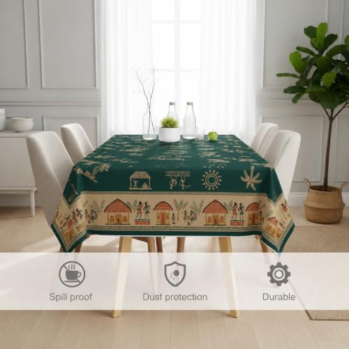 Image of STITCHNEST Cotton Slub Table Cover for 6 Seater Dining Table|54 x 78 Inches, Digitally Printed|Durable, Washable & Fade-Resistant Fabric