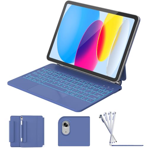 Image of RAYMCRAFT for iPad 11th(A16, 2025) /10th Generation Case with Keyboard, Magic Keyboard 2022, 11- Color Backlight, Stainproof Surface, Smart Trackpad, Blue