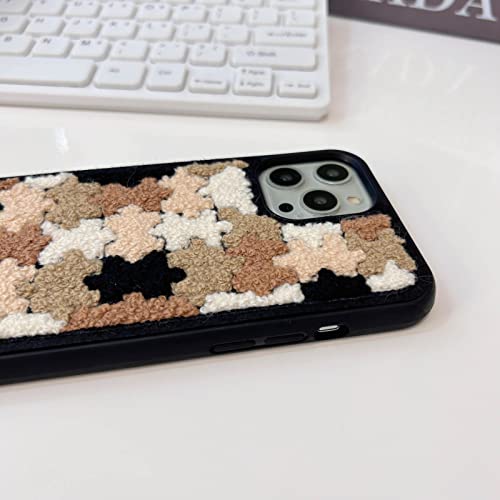 Tewwsdi Brown Checkered Phone Case Compatible With Iphone 12 Pro Max,Cute Aesthetic Furry Jigsaw Puzzle Soft Carpet Case For Iphone 12 Pro Max Fluffy Girls Women(Puzzle) #TOP3