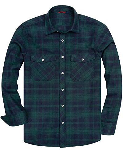 Image of Alimens & Gentle Men's Button Down Regular Fit Long Sleeve Plaid Flannel Casual Shirts