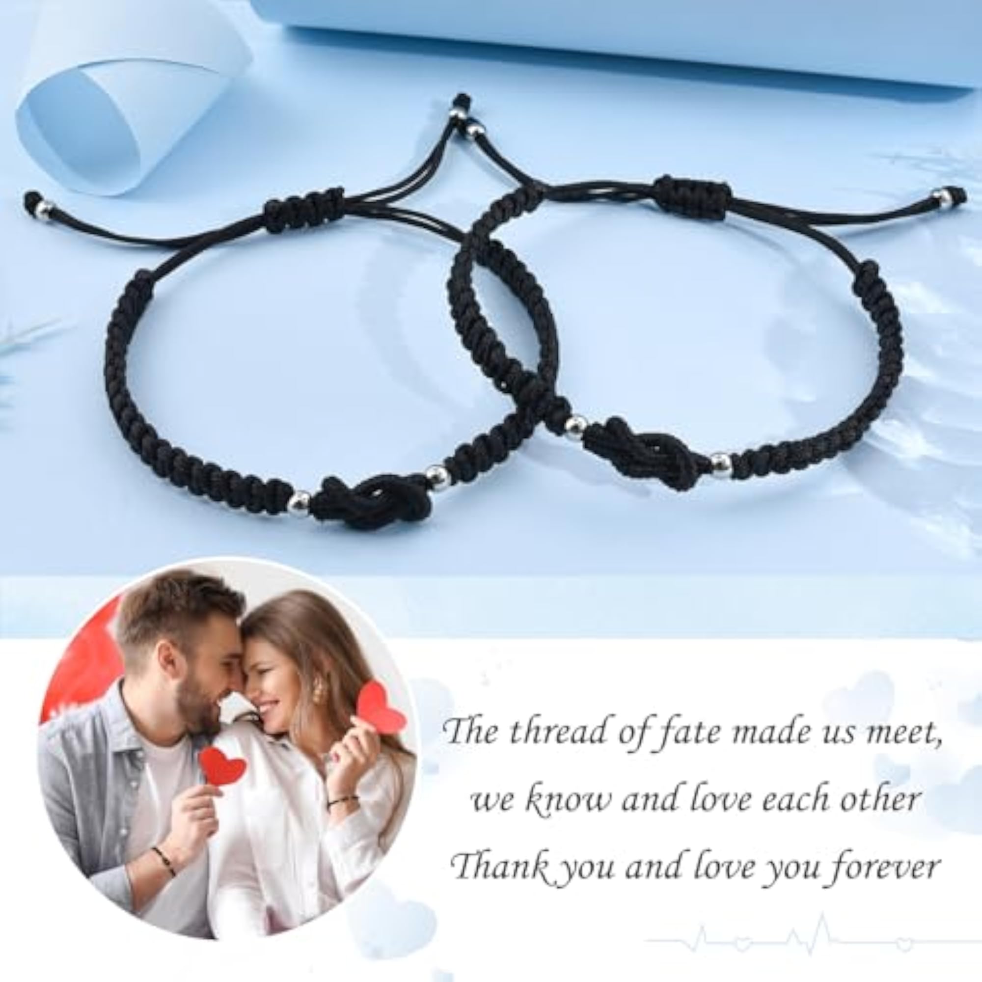 Matching Couple Bracelets for Anniversary, Long Distance Relationship