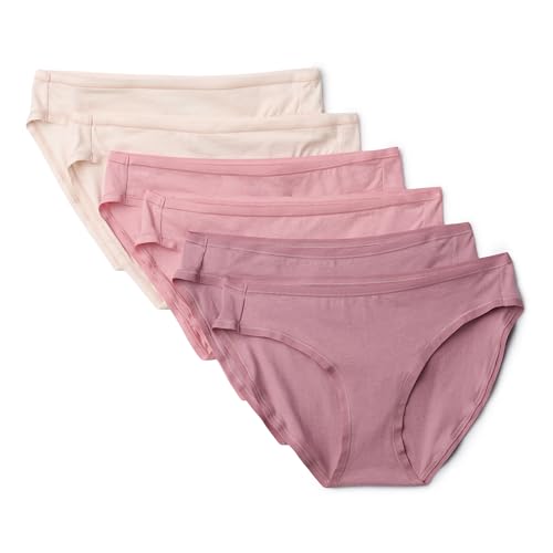 Amazon Essentials Panties Estilo Bikini de algodón para Mujer, Rosa Magenta Viejo/Rosa Magenta/Rosa Pálido, Talla XS