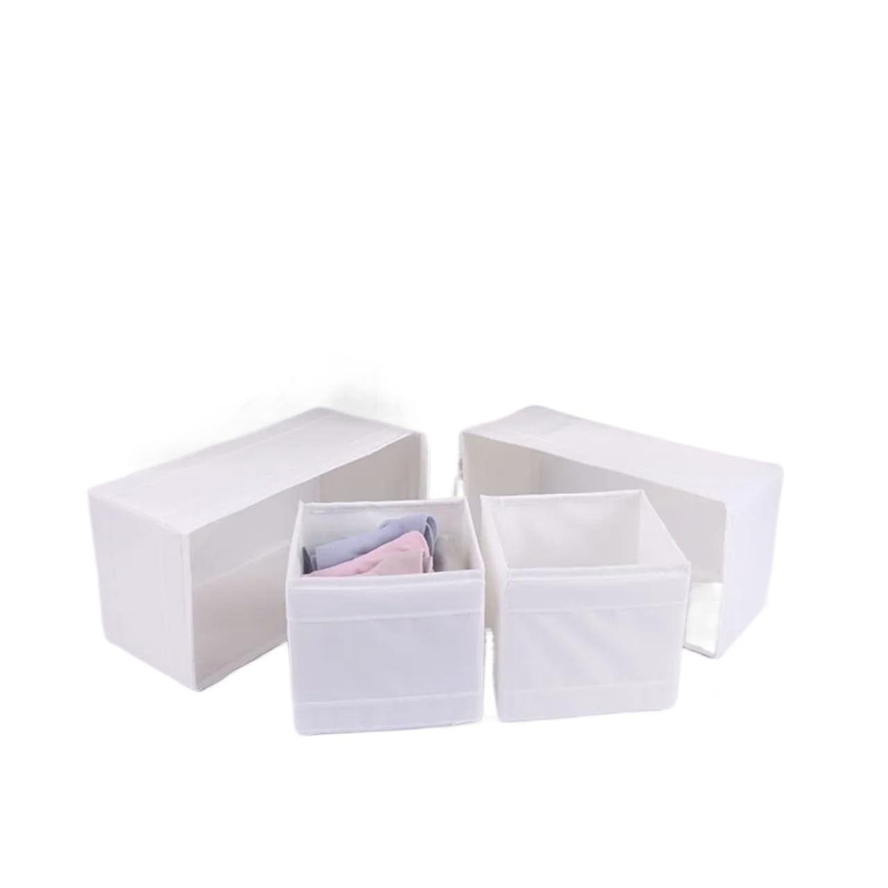 Oxford-Stoff-Schublade, sechsteiliges Set, Scoubidou, spezielle waschbare Aufbewahrungsbox(WHITE,Six-piece (2 l 2 m and 2 s))