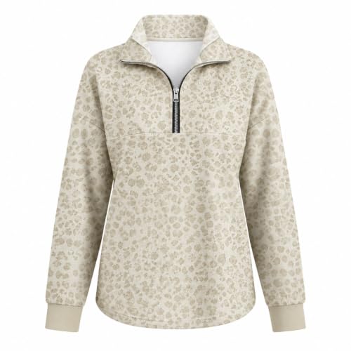 Womens Quarter Zip Pullover Lightweight Athletic Leopard Print Sweatshirts - image 4