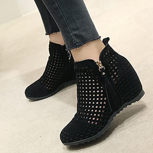 Meefit Women Perforated Boots High Heels Cutout Ankle Boots Summer Wedge Booties4