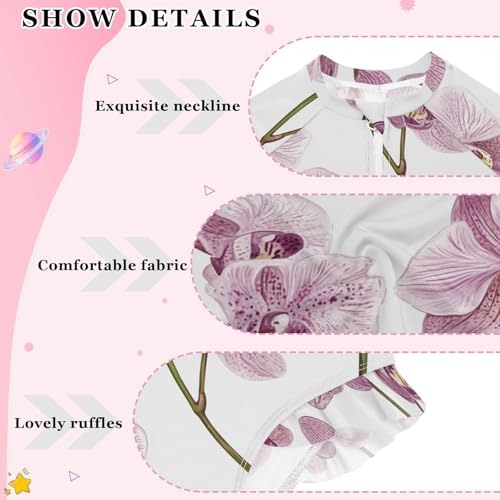 KLL Vintage Orchid White Girl Swimsuit Long Sleeve Rash Guard Swimsuits for Girls Surfing Swimsuits4
