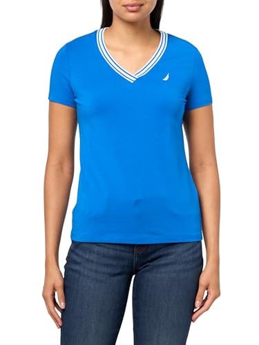 Image of Nautica Women's Solid V-Neck Short Sleeve T-Shirt Shirt