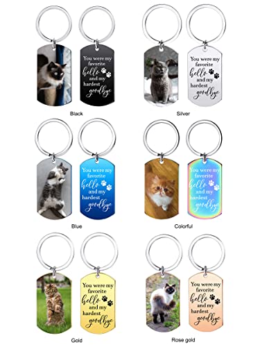 Funnylife Custom Keychain With Cat Photo Pet Picture Keychain Personalized Cat Memorial Gifts - Sympathy For Loss Of Cat #TOP2