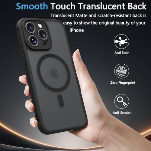 Image of for iPhone 13 pro Case [Compatible with Magsafe]Translucent Matte Phone Cover, [10 FT Military Grade Drop Protection] Slim Durable Shockproof Protective Bumper (Black Magnetic, iPhone 13 pro)