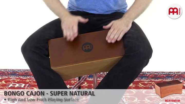 Meinl Percussion BCA1SNT-M Rubber Wood Bongo Cajon, Super Natural