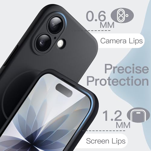 Image of JETech Magnetic Silicone Case for iPhone 17, Black | Compatible with MagSafe, Silky Soft Touch, Full Camera Lens Protection, Shock Absorbing Phone Cover