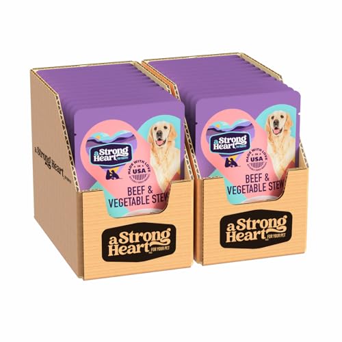 A Strong Heart Wet Dog Food Pouches Beef & Vegetable Stew 3.5 oz Pouches (Pack of 24) Made in The USA with Real Beef