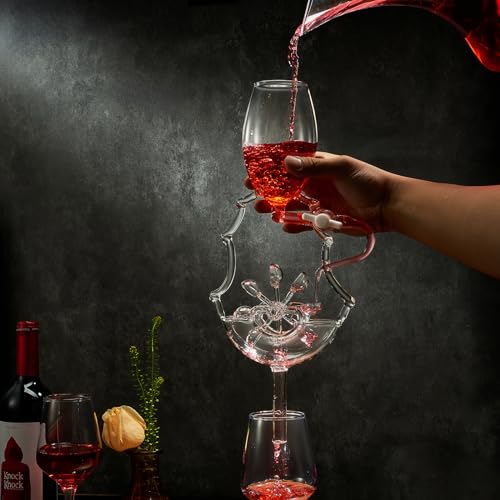 Image of Italian Wheel Wine Aerator, Italian Design Wine Decanter, Moving Wheel Aerator Pourer, Red & White In Bottle Aerators, Makes Your Wines Taste Better, Whiskey & Spirits Gifts, Areadivino Aerator
