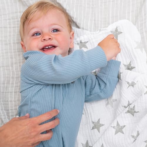 Image of Aden by aden + anais Baby Muslin Swaddle Blanket, 100% Cotton Muslin, Large 44 X 44 inch,4-Pack, Dusty - Stars