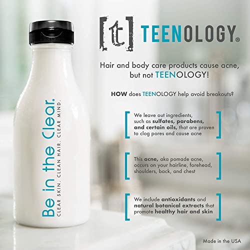 Teenology Shampoo And Conditioner Bundle (Save 5%) - Helps With Acne And Breakouts - Sulfate And Paraben Free, Noncomedogenic, Natural Botanical Extracts, Vanilla Almond - 16 Oz. #TOP6