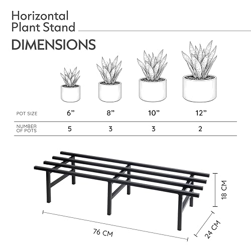 Image of Robustt Horizontal Metal Pot Stand (Set of 2 ) 76x24x18 Cm | Rust-Proof Matte Powder-Coated Pot Stand for Big Size Plants | Supports Up to 200 Kg| Ideal for Balcony, Outdoor and Indoor Plant Display
